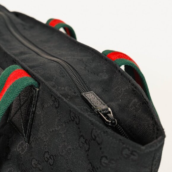 Gucci Black GG Canvas Web-Strap Small Tote - Picture 10 of 13